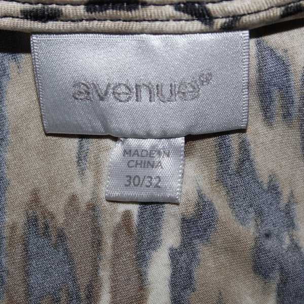 Avenue Dress Sz 30/32 Brown Blue Multi Color Animal Printed Unlined Poly Spandex