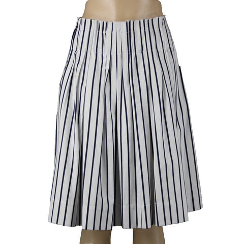 Kate Spade NEW $178 Broome Street Sz 10 White Navy Striped Cotton Polyster Skirt