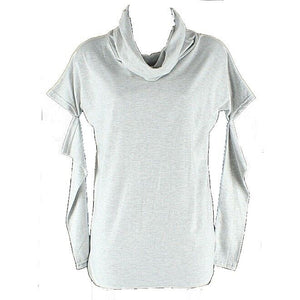 Bambina Mia Size XL Heather Gray Split Sleeve Viscose Lycra Turtleneck Top