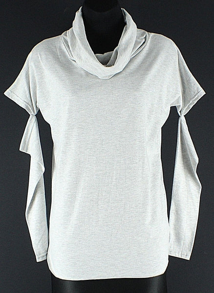Bambina Mia Size XL Heather Gray Split Sleeve Viscose Lycra Turtleneck Top