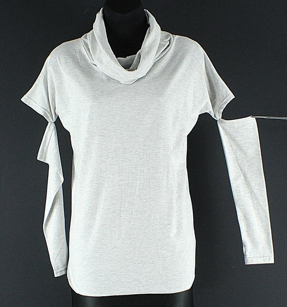 Bambina Mia Size XL Heather Gray Split Sleeve Viscose Lycra Turtleneck Top