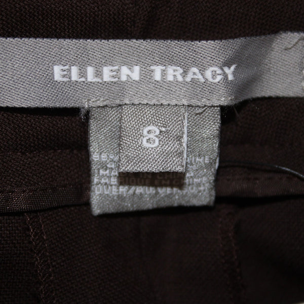 Ellen Tracy Pant NEW $228 Sz 8 x 33 Mahogany Brown Wool Spandex Pant