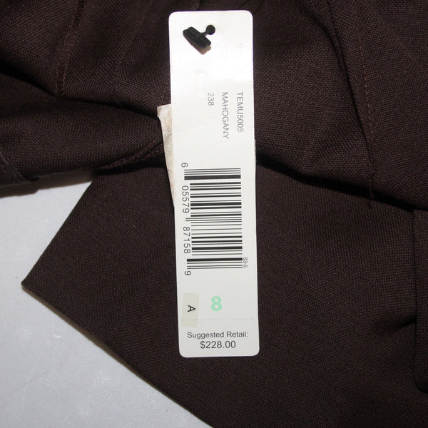 Ellen Tracy Pant NEW $228 Sz 8 x 33 Mahogany Brown Wool Spandex Pant