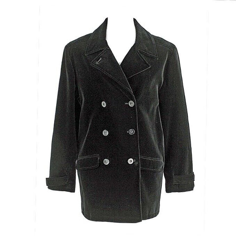 Whitham & Whyte Sz S Black Double Breasted Cotton Blend Velveteen Jacket