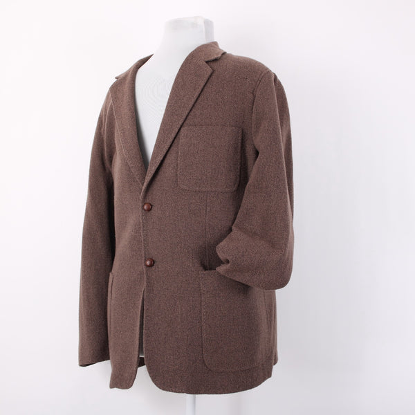 Nat Nast Sz XXL Brown Boucle Topstitched Partial Lined Sport Coat Jacket