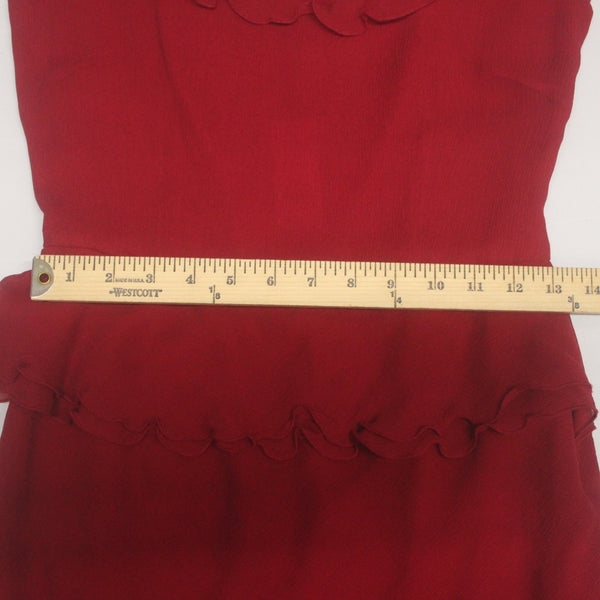 Ann Taylor Dress NEW $199 Sz 2 Red Tier Ruffled Lined 100% Silk Poly Lined Dress