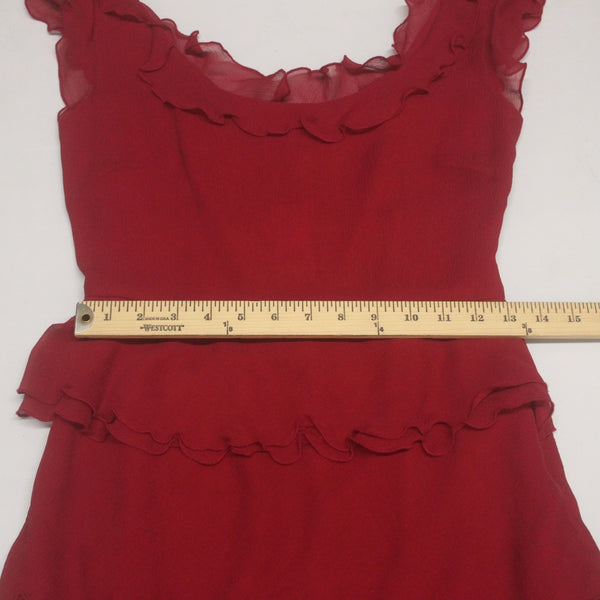 Ann Taylor Dress NEW $199 Sz 2 Red Tier Ruffled Lined 100% Silk Poly Lined Dress