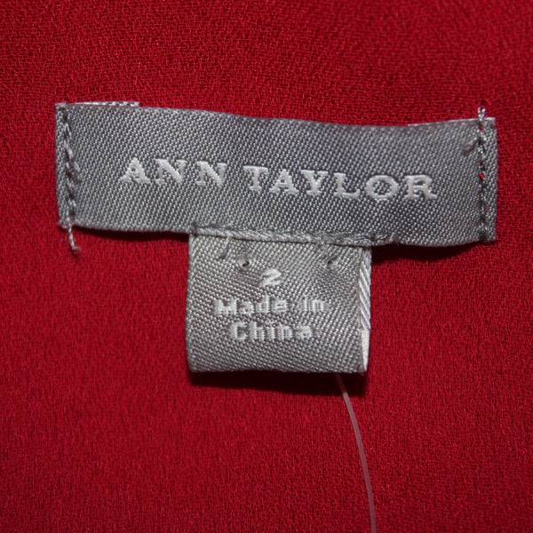 Ann Taylor Dress NEW $199 Sz 2 Red Tier Ruffled Lined 100% Silk Poly Lined Dress