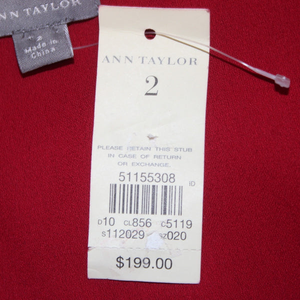 Ann Taylor Dress NEW $199 Sz 2 Red Tier Ruffled Lined 100% Silk Poly Lined Dress