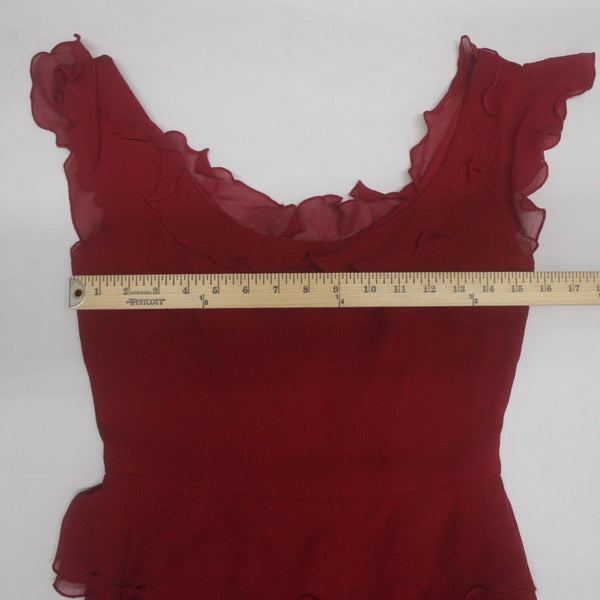 Ann Taylor Dress NEW $199 Sz 2 Red Tier Ruffled Lined 100% Silk Poly Lined Dress