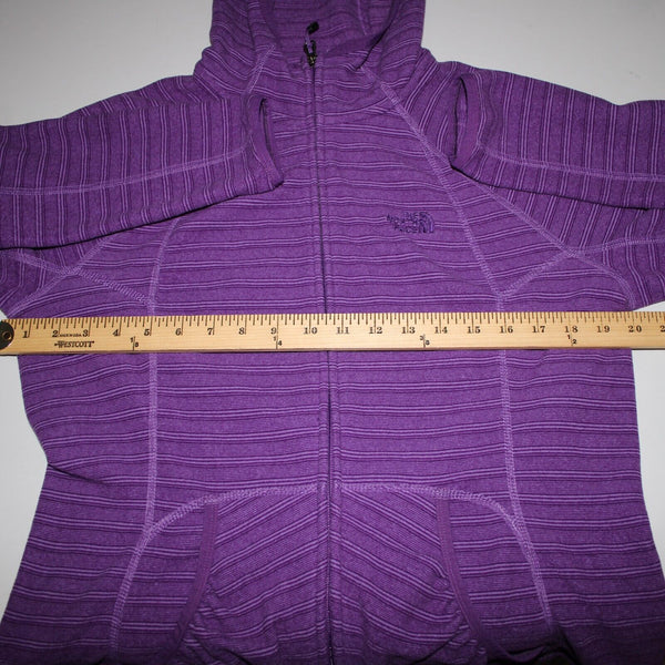 The North Face Sz L Purple Striped Pockets Hooded 100% Polyester AW Jacket