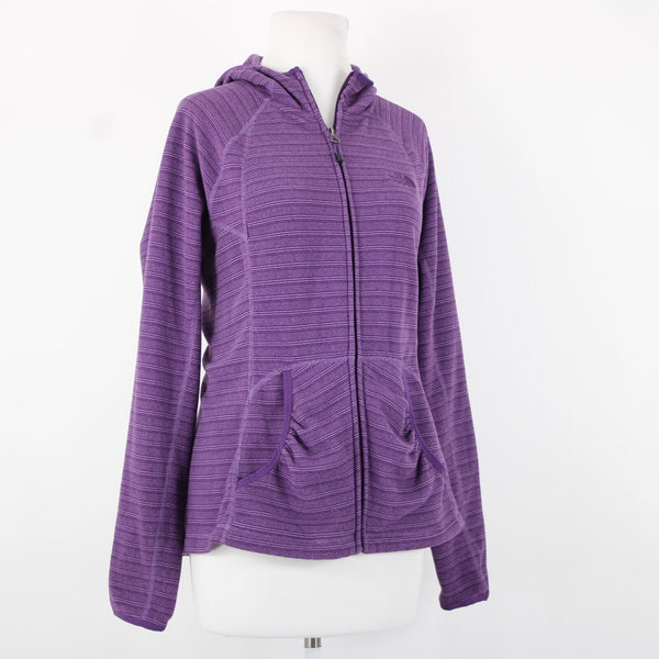 The North Face Sz L Purple Striped Pockets Hooded 100% Polyester AW Jacket