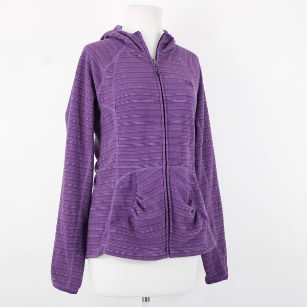 The North Face Sz L Purple Striped Pockets Hooded 100% Polyester AW Jacket