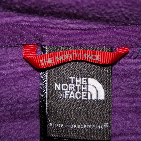 The North Face Sz L Purple Striped Pockets Hooded 100% Polyester AW Jacket