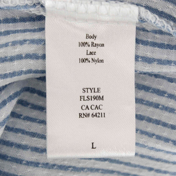 Midnight Bakery Sz L Navy Blue White Striped Lace 100% Rayon Nylon Wrap Sweater