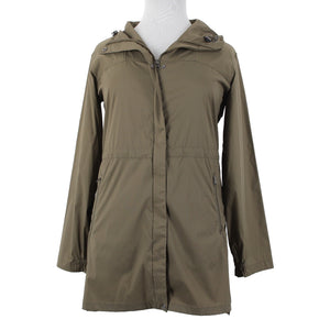 Garnet Hill Sz L Brown Hooded Pockets Nylon Spandex Jacket