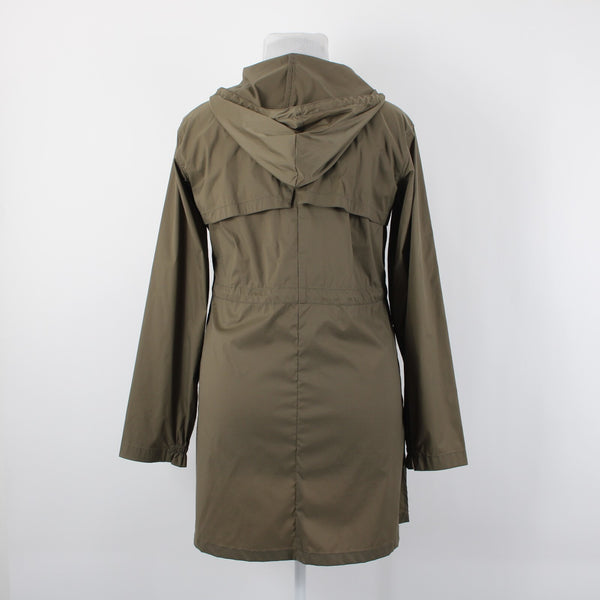 Garnet Hill Sz L Brown Hooded Pockets Nylon Spandex Jacket
