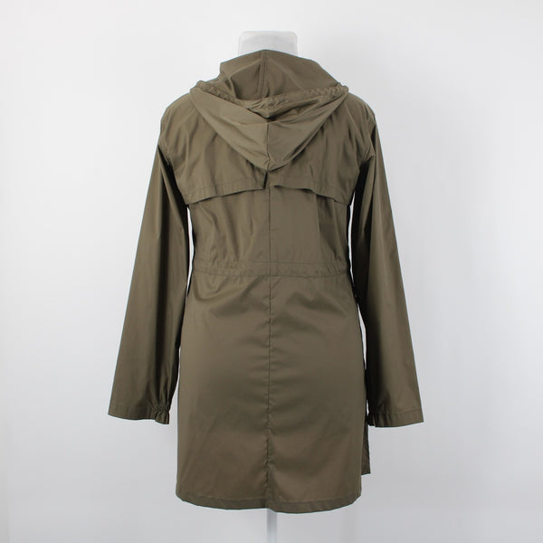 Garnet Hill Sz L Brown Hooded Pockets Nylon Spandex Jacket