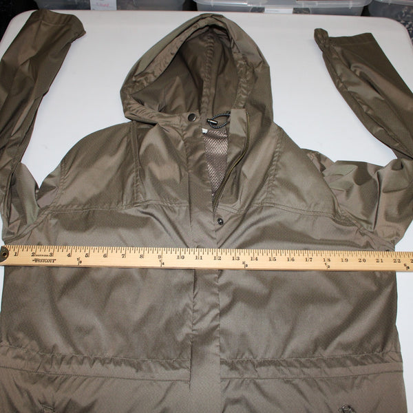 Garnet Hill Sz L Brown Hooded Pockets Nylon Spandex Jacket