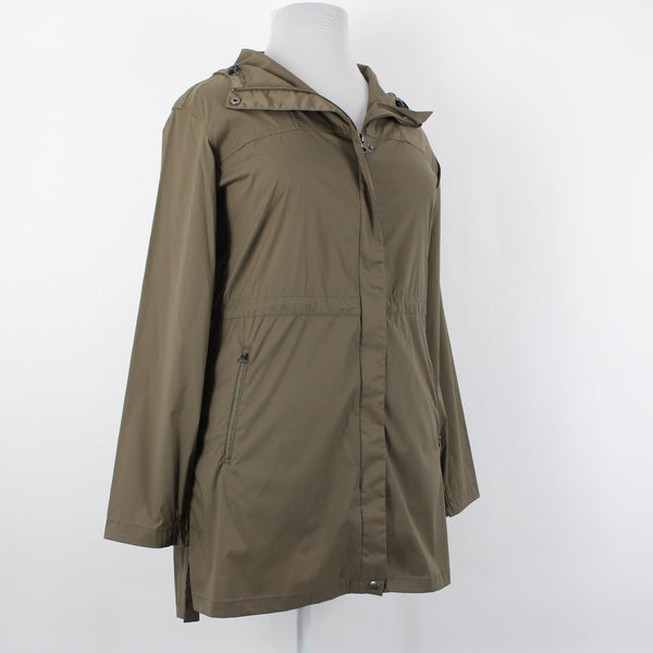 Garnet Hill Sz L Brown Hooded Pockets Nylon Spandex Jacket