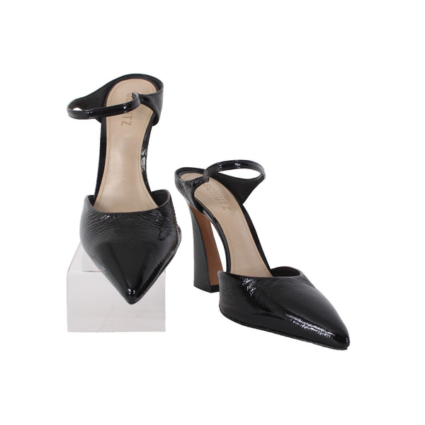 Schutz Heels NEW Verniz Dover Sz 8B Black Patent Leather Leather 4" Heels