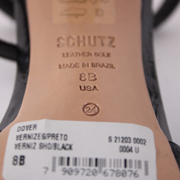 Schutz Heels NEW Verniz Dover Sz 8B Black Patent Leather Leather 4" Heels
