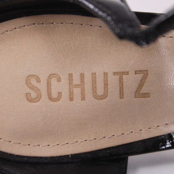 Schutz Heels NEW Verniz Dover Sz 8B Black Patent Leather Leather 4" Heels
