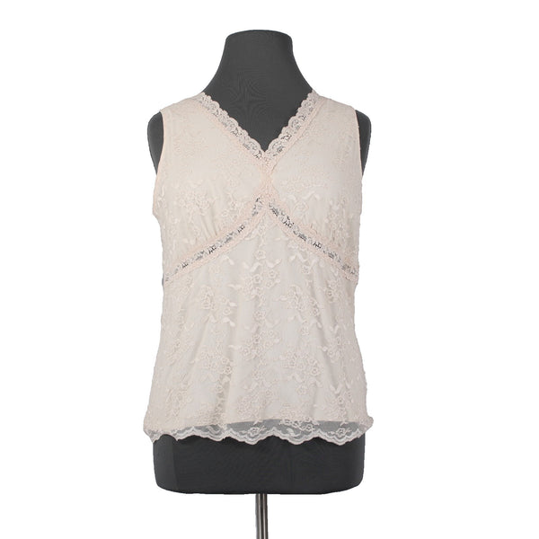 Worthington Top NEW $34 Sz 2X Tan Lace Lined V Neck Nylon Polyester Top