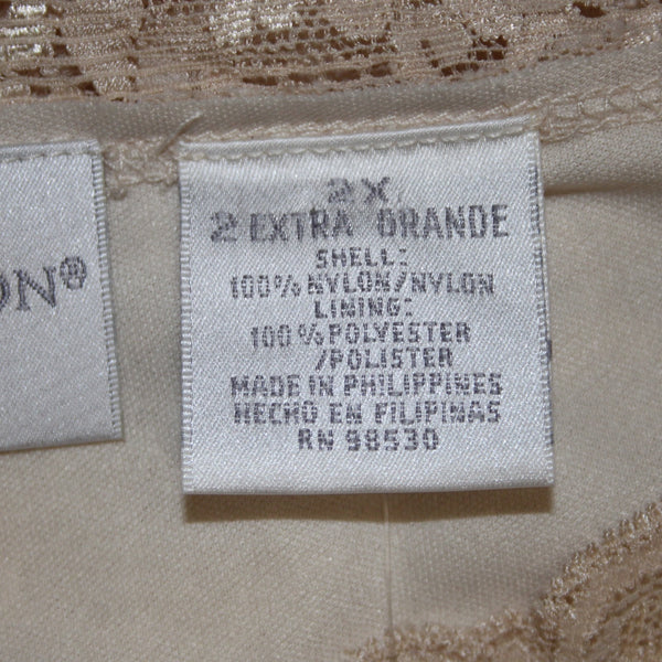 Worthington Top NEW $34 Sz 2X Tan Lace Lined V Neck Nylon Polyester Top