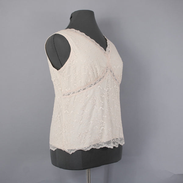 Worthington Top NEW $34 Sz 2X Tan Lace Lined V Neck Nylon Polyester Top