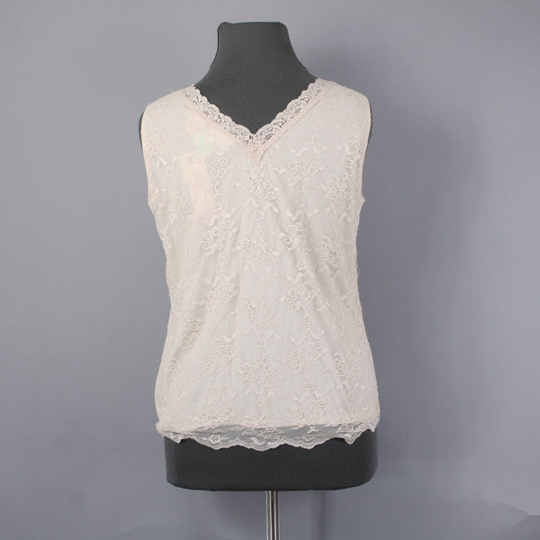 Worthington Top NEW $34 Sz 2X Tan Lace Lined V Neck Nylon Polyester Top