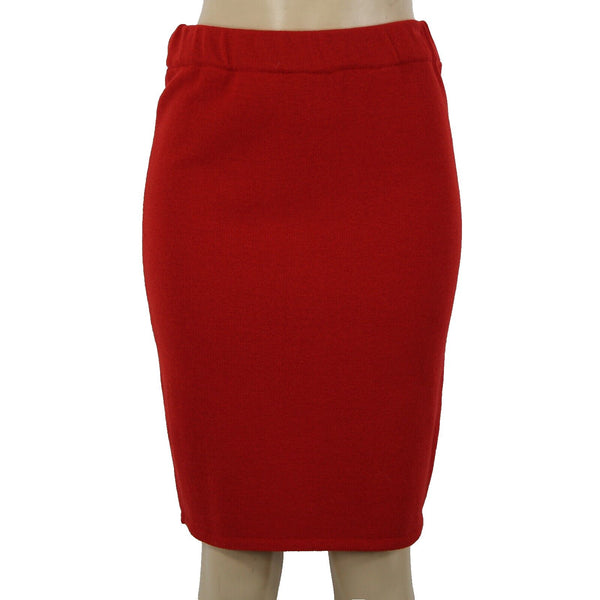 Toula Sz 4 Red Elastic Waist Knee Length Pencil AS IS Skirt