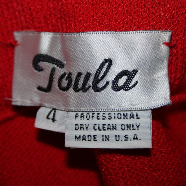 Toula Sz 4 Red Elastic Waist Knee Length Pencil AS IS Skirt