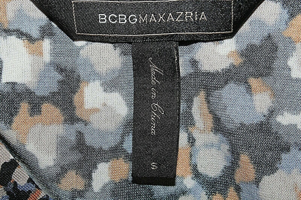 BCBGMaxazria Sz S Black Gray Orange Multi Piped & Fitted Poly Spandex Dress