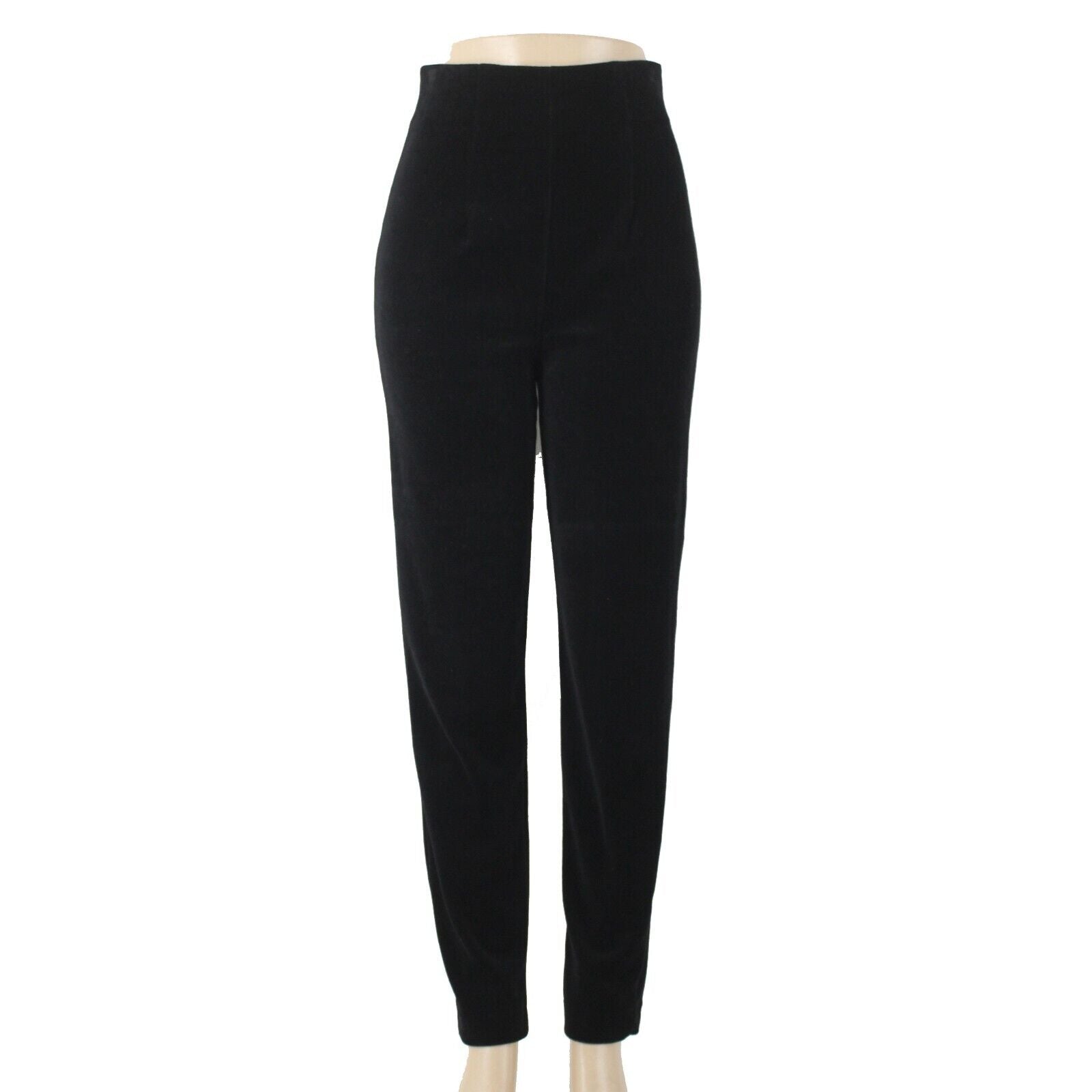 Andrea Jovine Sz S X 32 Black Zip Up Straight Leg Velour Cotton Polyester Pant