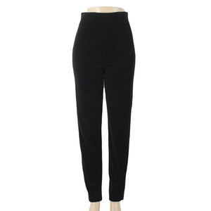 Andrea Jovine Sz S X 32 Black Zip Up Straight Leg Velour Cotton Polyester Pant