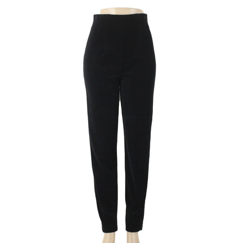 Andrea Jovine Sz S X 32 Black Zip Up Straight Leg Velour Cotton Polyester Pant