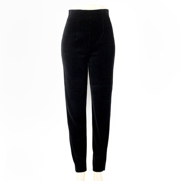 Andrea Jovine Sz S X 32 Black Zip Up Straight Leg Velour Cotton Polyester Pant