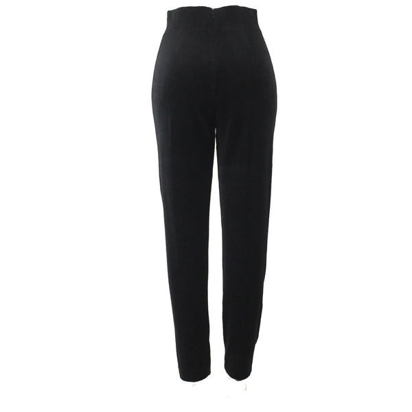 Andrea Jovine Sz S X 32 Black Zip Up Straight Leg Velour Cotton Polyester Pant