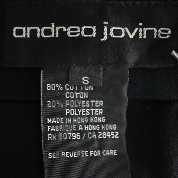 Andrea Jovine Sz S X 32 Black Zip Up Straight Leg Velour Cotton Polyester Pant