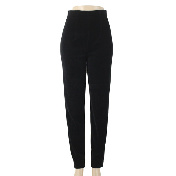 Andrea Jovine Sz S X 32 Black Zip Up Straight Leg Velour Cotton Polyester Pant