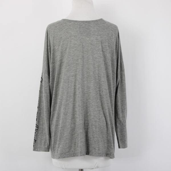 Double D Ranch Top Sz M Gray Black Beaded Embroidered Compass Poly Rayon Top