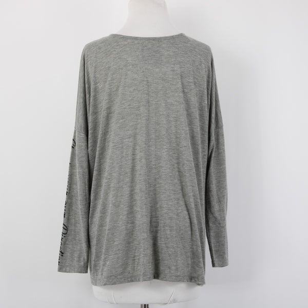 Double D Ranch Top Sz M Gray Black Beaded Embroidered Compass Poly Rayon Top