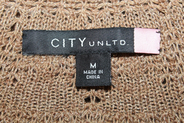 City Unltd NEW $89 Sz M Brown Gold Open Knit Linen Blend Jacket