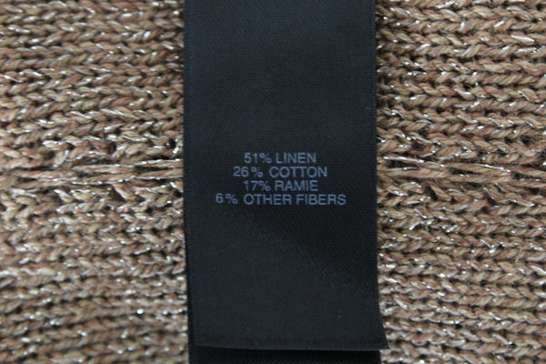 City Unltd NEW $89 Sz M Brown Gold Open Knit Linen Blend Jacket