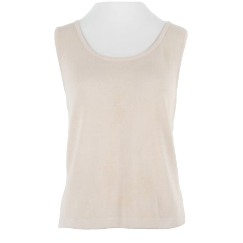 St John Sz S Beige Side Slit Santana Knit Basic Tank Top