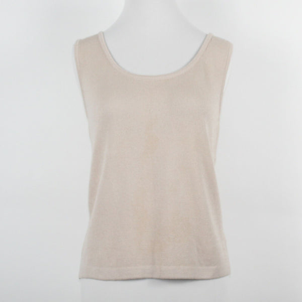 St John Sz S Beige Side Slit Santana Knit Basic Tank Top