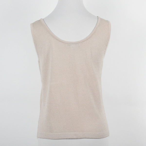 St John Sz S Beige Side Slit Santana Knit Basic Tank Top