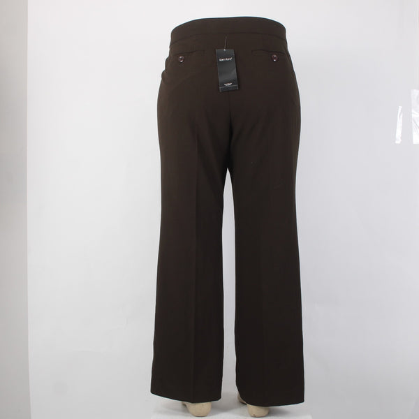 Karen Kane Pant NEW Sz 18W x 32 Brown Flat Front Polyester Rayon Pant