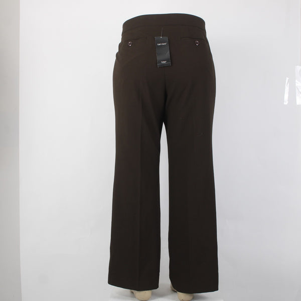 Karen Kane Pant NEW Sz 18W x 32 Brown Flat Front Polyester Rayon Pant